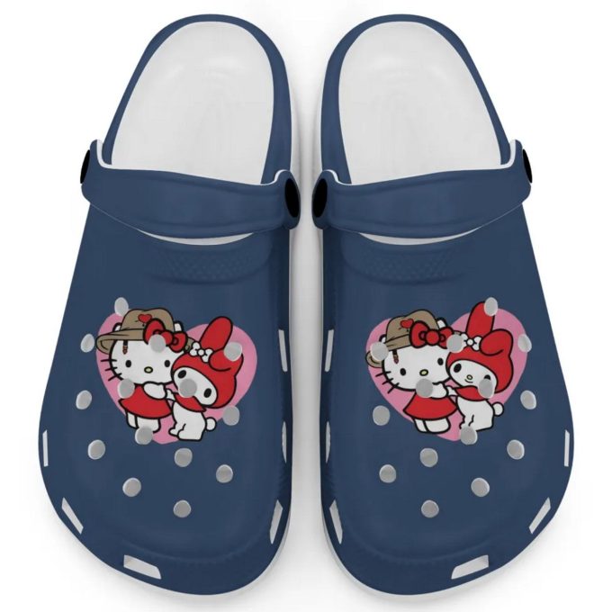 Cute Hello Kitty And My True Navy Clogs For Kids And Adults