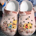 Cute Little Winnie The Pooh Eating Honey Light Pink Clogs For Kids And Adutls Cute Little Winnie The Pooh Eating Honey Light Pink Clogs For Kids And Adutls