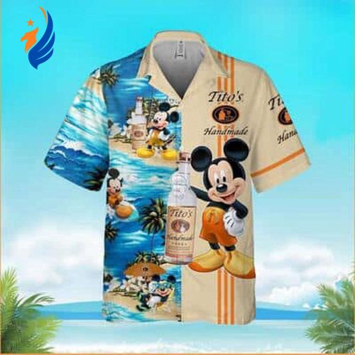 Cute Mickey Mouse Hawaiian Shirt Disney Tito s Handmade Vodka Stylish & Fun Beachwear