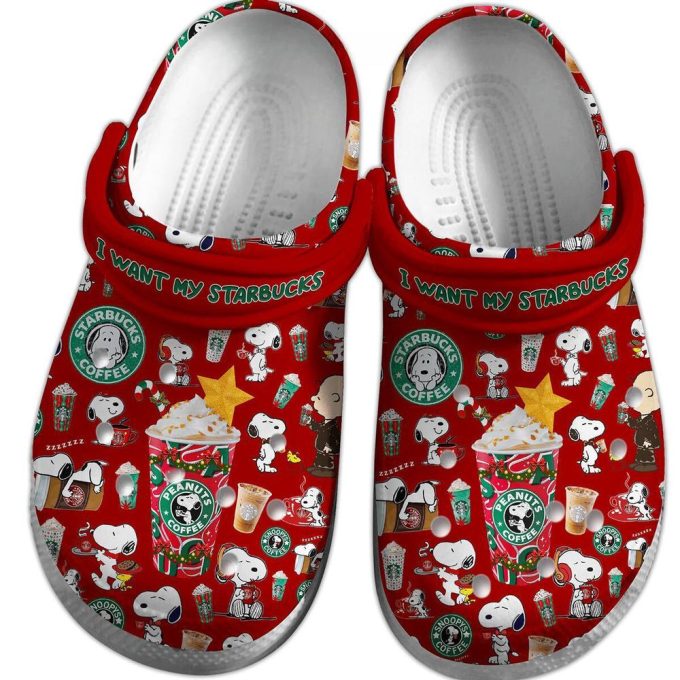Cute Peanuts Snoopy Christmas Red Clogs For Kids And Adults