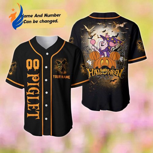 Cute Piglet Halloween Baseball Jersey - Custom Name Winnie The Pooh Shirt Perfect Piglet Halloween Gift