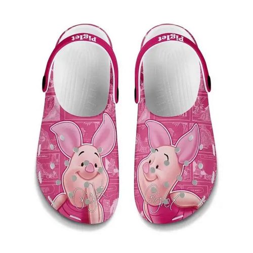 Cute Shyness Piglet Winnie The Pooh Pink With Flower Clogs For Kids And Adutls