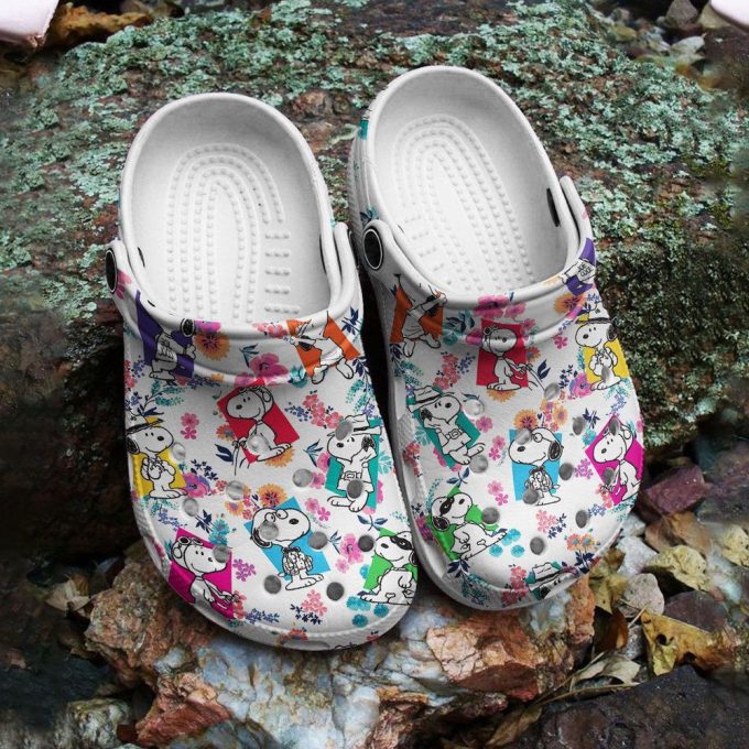 Cute Snoopy Colorful Floral Pattern Clogs