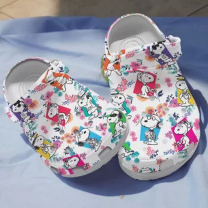 Cute Snoopy Colorful Floral Pattern Clogs