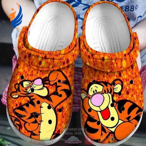 Cute Tigger Winnie The Pooh Orange With Polka Dots Clogs For Kids And Adutls