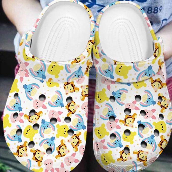 Cute Winnie The Pooh Cartoon Characters Pattern Clogs For Kids And Adults