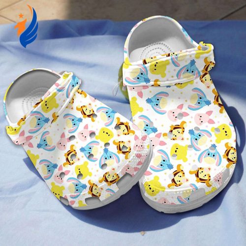 Cute Winnie The Pooh Cartoon Characters Pattern Clogs For Kids And Adults