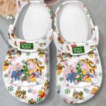 Cute Winnie The Pooh Christmas White Clogs, Cute And Safe For Outdoor Activity Cute Winnie The Pooh Christmas White Clogs, Cute And Safe For Outdoor Activity