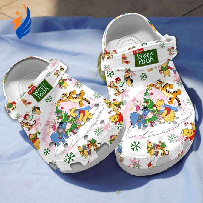 Cute Winnie The Pooh Christmas White Clogs, Cute And Safe For Outdoor Activity Cute Winnie The Pooh Christmas White Clogs, Cute And Safe For Outdoor Activity