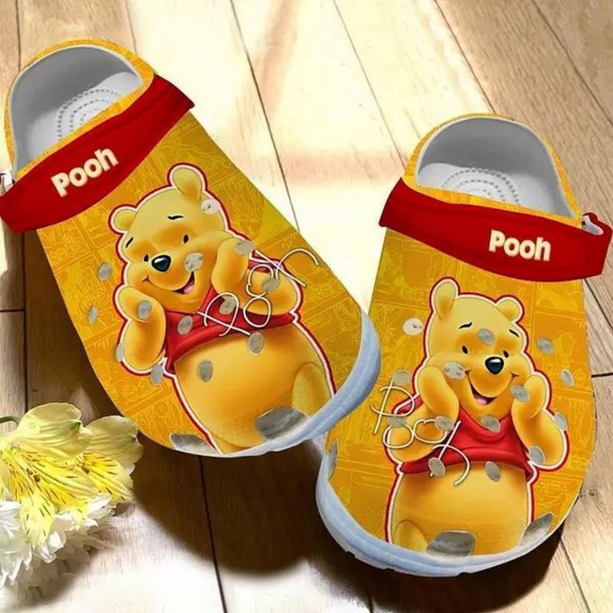 Cute Winnie The Pooh Orange Windown Clogs For Kids And Adutls
