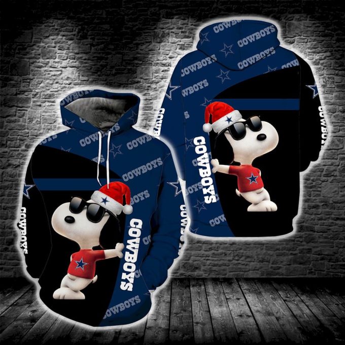 Dallas Cowboys Christmas Snoopy 3D Hoodie, Gift For Fan Dallas Cowboys Christmas Snoopy 3D Hoodie, Gift For Fan