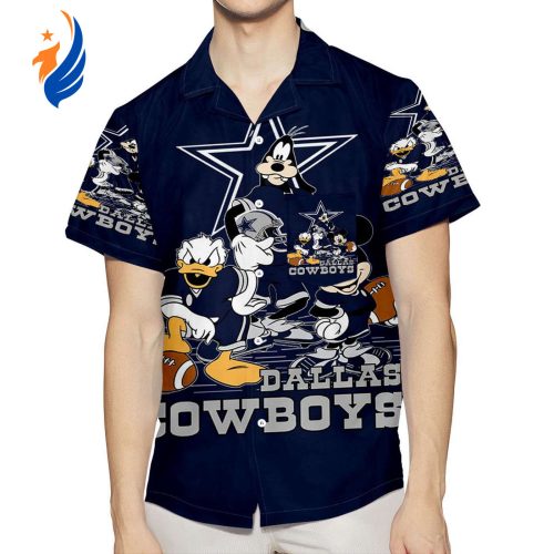 Stylish Dallas Cowboys Mickey Donald Goofy 3D Print Hawaiian Shirt – Perfect for Summer Beach with Pocket