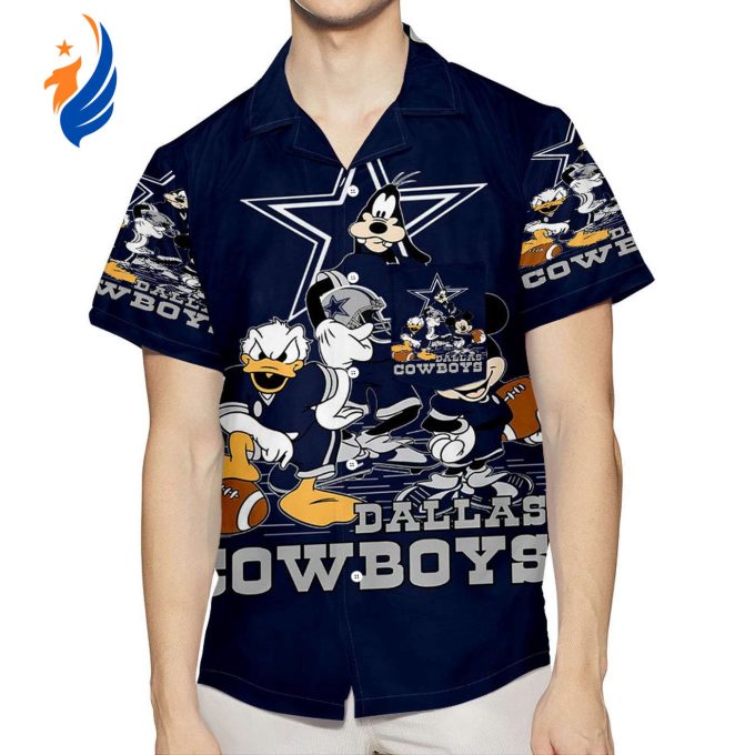 Stylish Dallas Cowboys Mickey Donald Goofy 3D Print Hawaiian Shirt – Perfect for Summer Beach with Pocket
