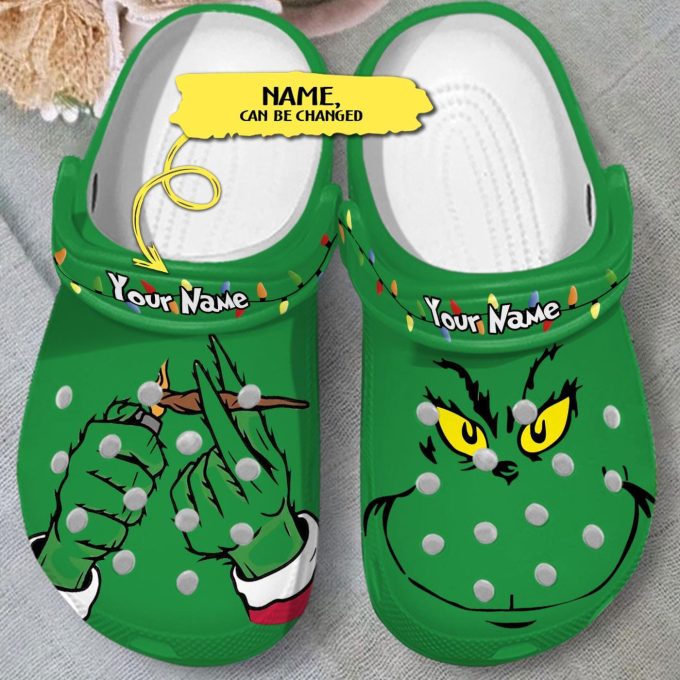 Dark Green Grinches Weed Christmas Lightweight Sandals White Clogs