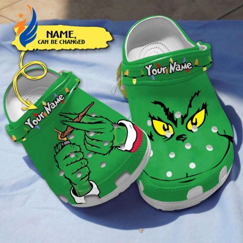 Dark Green Grinches Weed Christmas Lightweight Sandals White Clogs