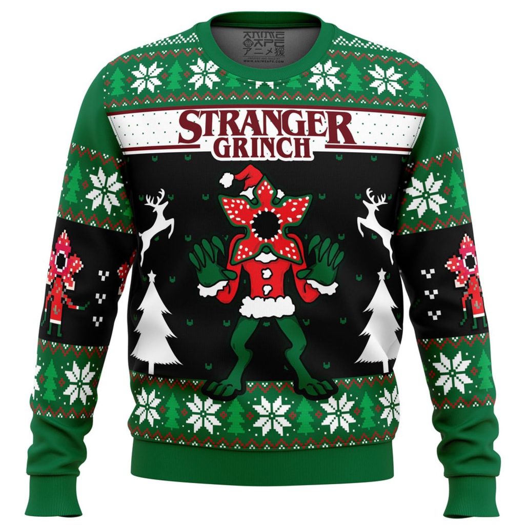 Get Festive with Demogorgon Stranger Grinch Ugly Christmas Sweater from Stranger Things – Perfect for Fans! Get Festive with Demogorgon Stranger Grinch Ugly Christmas Sweater from Stranger Things – Perfect for Fans!