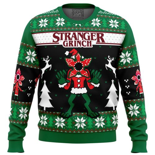 Get Festive with Demogorgon Stranger Grinches Ugly Christmas Sweater from Stranger Things – Perfect for Fans!