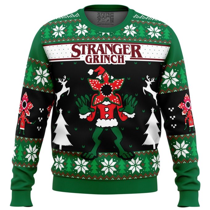 Get Festive with Demogorgon Stranger Grinches Ugly Christmas Sweater from Stranger Things – Perfect for Fans!