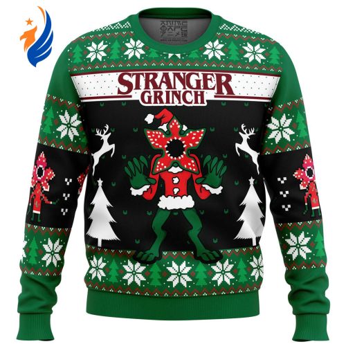 Get Festive with Demogorgon Stranger Grinches Ugly Christmas Sweater from Stranger Things – Perfect for Fans!
