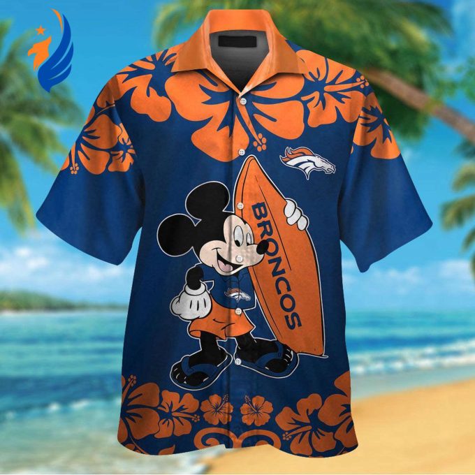 Denver Broncos & Mickey Mouse Hawaiian Shirt: Show Your Team Spirit with Disney Magic!
