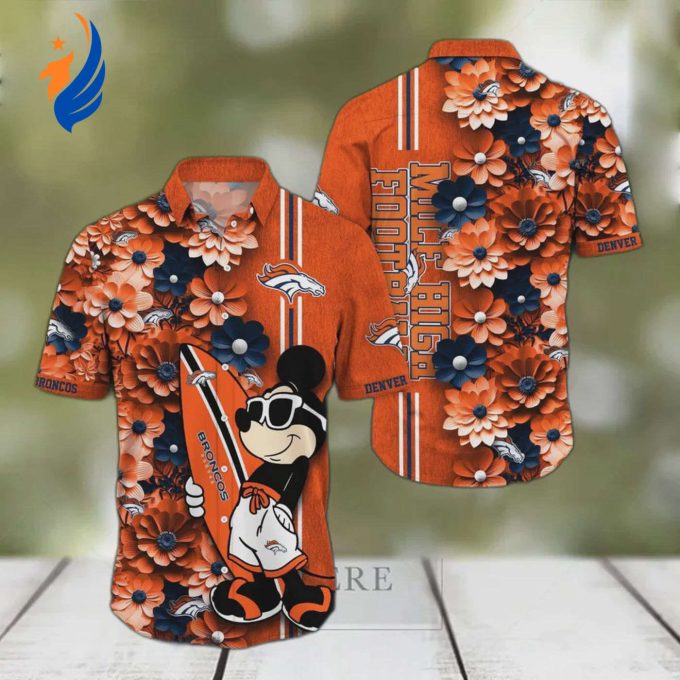 Denver Broncos NFL Aloha Mickey Hawaiian Shirt – Show Your Team Spirit with this Fun and Stylish NFL Fan Gear!
