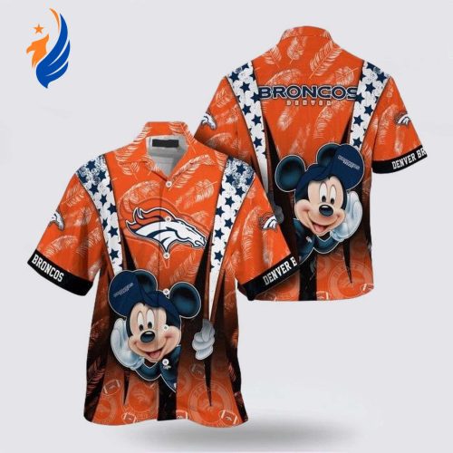 Denver Broncos NFL Mickey Mouse Hawaiian Shirt - Perfect Fan Gear for Broncos Enthusiasts!