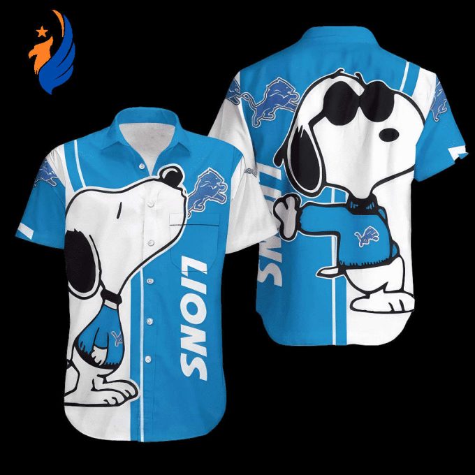 Stylish Detroit Lions DL Hawaiian Shirt with Snoopy Lover Pattern – Perfect Beach Shirt with All Over Print