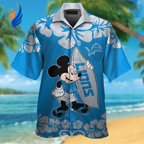 Cheer on the Detroit Lions in Style with the Mickey Mouse Hawaiian Shirt – Perfect for NFL Fans!
