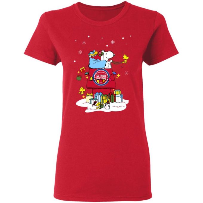 Detroit Pistons Santa Snoopy Christmas Shirt – Spread Holiday Cheer with this Festive NBA Apparel