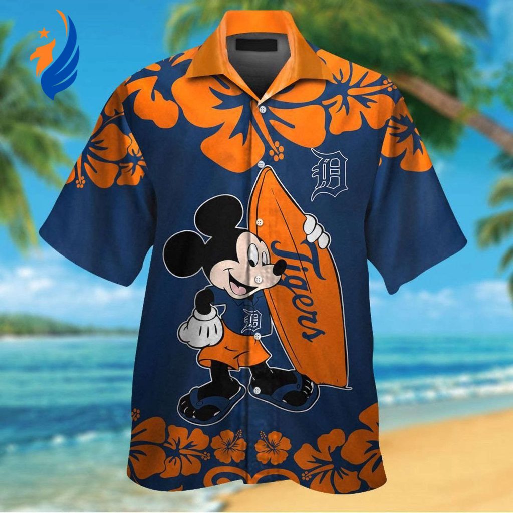 Detroit Tigers Mickey Mouse Hawaiian Shirt Set: Short Sleeve Button Up for Men Women & Kids Detroit Tigers Mickey Mouse Hawaiian Shirt Set: Short Sleeve Button Up for Men Women & Kids