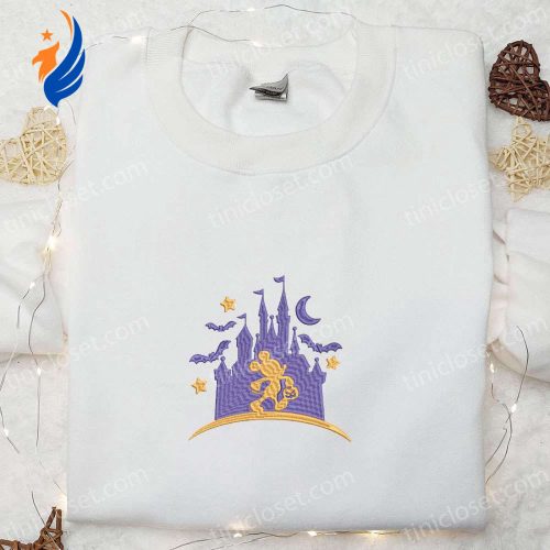 Spooky Disney Castle Mickey Halloween Embroidered Shirt – Adorable & Fun Disney Halloween Shirt