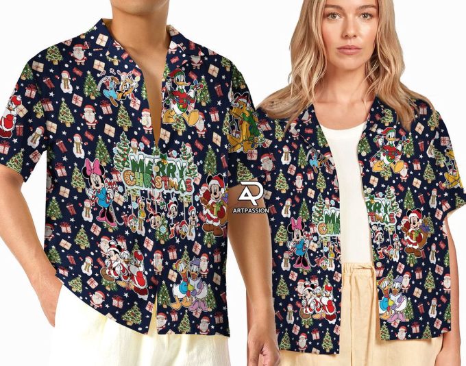 Get Festive with Disney Merry Christmas Hawaiian Shirt – Mickey Minnie Disneyland