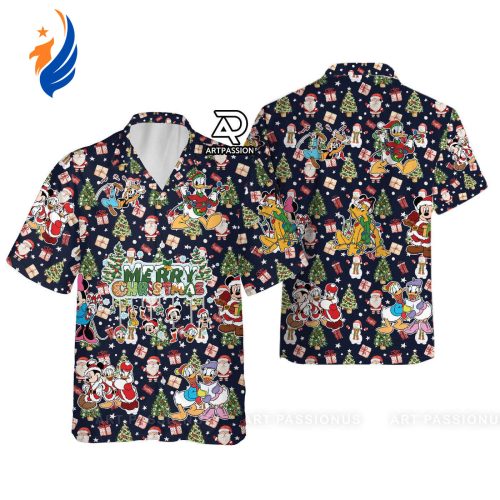 Get Festive with Disney Merry Christmas Hawaiian Shirt - Mickey Minnie Disneyland