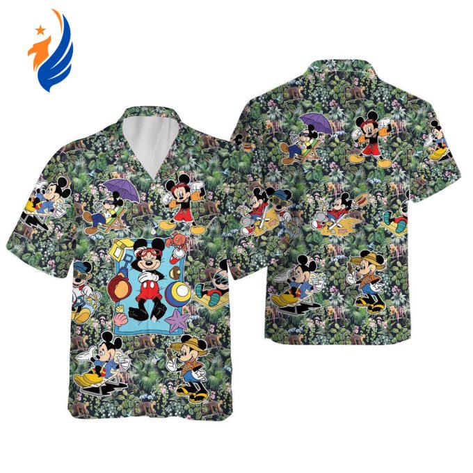 Disney Mickey Aloha Button Up Shirt – Tropical Hawaiian Print for Fun and Style!