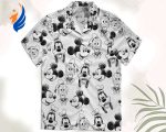Disney Mickey and Friends Sketch Art Hawaiian Shirt – Perfect for Disneyland Summer Trip and Walt Disney World! Mickey Mouse Donald Duck Goofy Hawaii Shirts