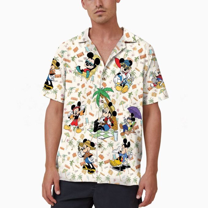 Disney Mickey Beach Button Up Shirt – Tropical Hawaiian Style Fun and Vibrant Design for Men and Women