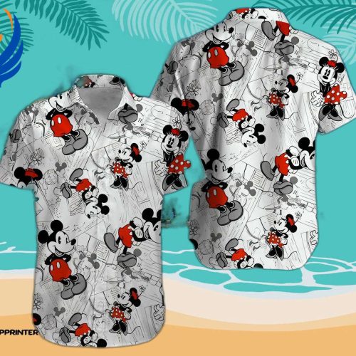 Disney Mickey Mouse Floral Aloha Shirt 0293 M: Vibrant Hawaiian Style for Disney Fans