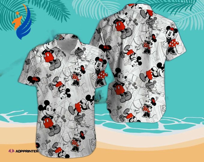 Disney Mickey Mouse Floral Aloha Shirt 0293 M: Vibrant Hawaiian Style for Disney Fans