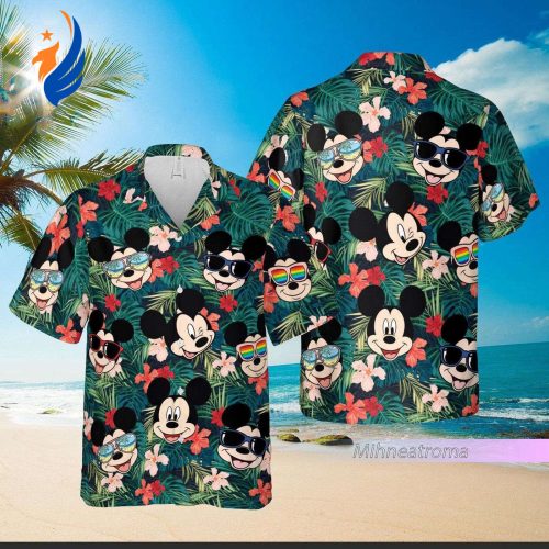 Disney Mickey Mouse Hawaiian Shirt – Funny Tropical Button Up Vacation Shirt Aloha Gift