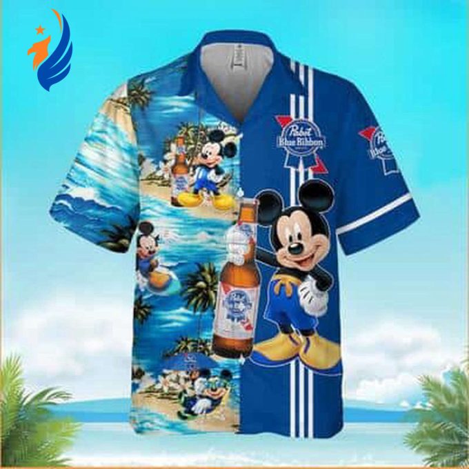 Disney Mickey Mouse Pabst Blue Ribbon Hawaiian Shirt: Perfect Beer Lovers Gift Disney Mickey Mouse Pabst Blue Ribbon Hawaiian Shirt: Perfect Beer Lovers Gift