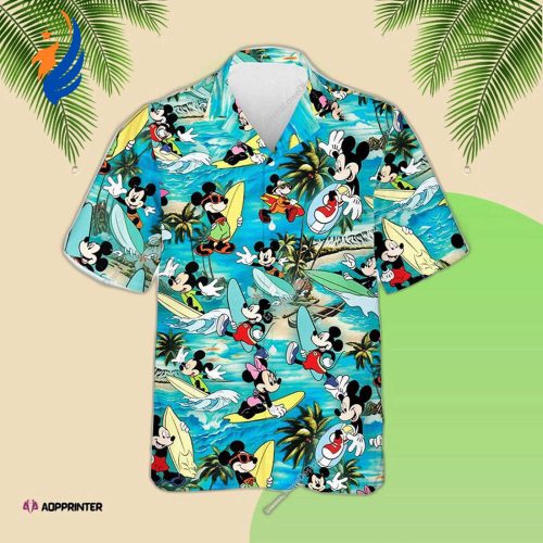 Summer Aloha Hawaiian Shirt: Disney Mickey Mouse Walking on Beach for Men & Women