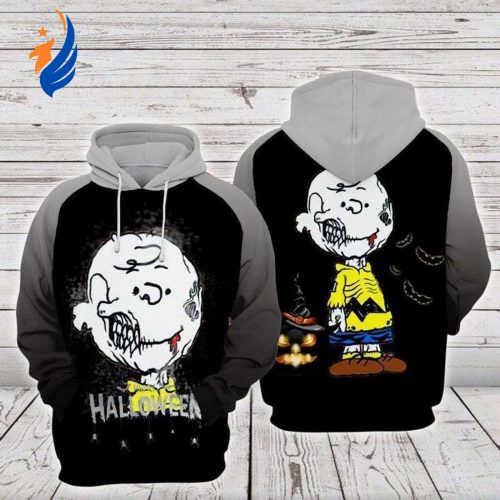 Spooky Disney Snoopy Charlie Brown Zombie Halloween 3D Zip Hoodie – 956