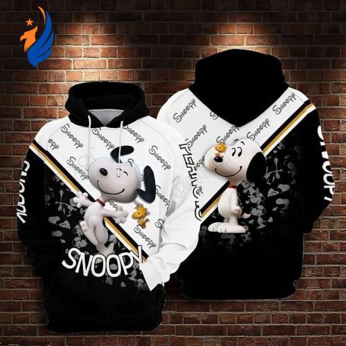 Cute Black & White Disney Snoopy 3D Hoodie – Zip Hoodie 960: Stay Stylish with this Adorable & Cozy Apparel!