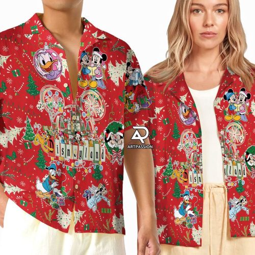 Get Festive with Disneyland Christmas Hawaiian Shirt – Mickey & Friends Holiday Attire