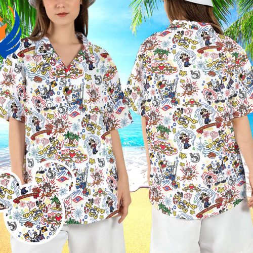 Disneyland Cruise Beach Hawaiian Shirt – Mickey & Friends Summer Cruise Line Aloha Vacay Button Shirt