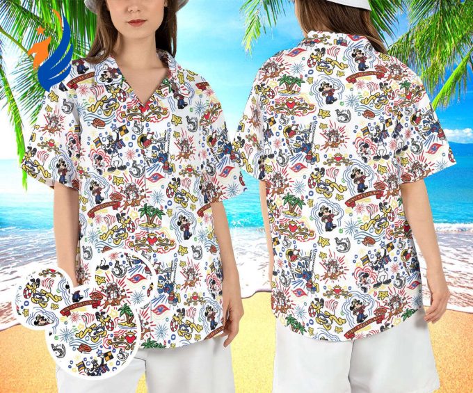 Disneyland Cruise Beach Hawaiian Shirt – Mickey & Friends Summer Cruise Line Aloha Vacay Button Shirt