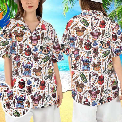 Disneyland Snacks Beach Hawaiian Shirt Mickey Stitch Snacks Hawaii Shirt Disneyworld Food Festival Aloha Shirt WDW Snackgoal Button Shirt