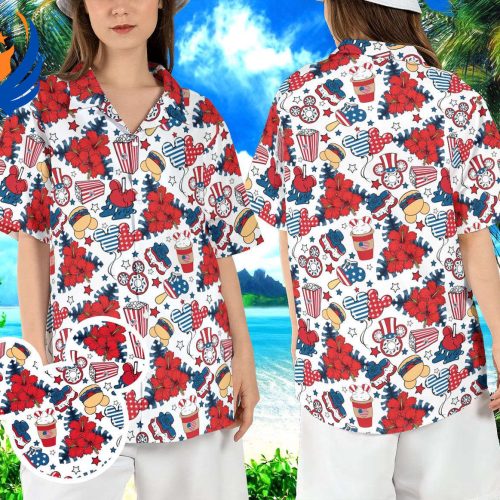 Disneyland Snacks Independence Day Hawaiian Shirt – Tropical Mickey Snacks 4th of July Hawaii Shirt – Patriotic USA Aloha Shirt