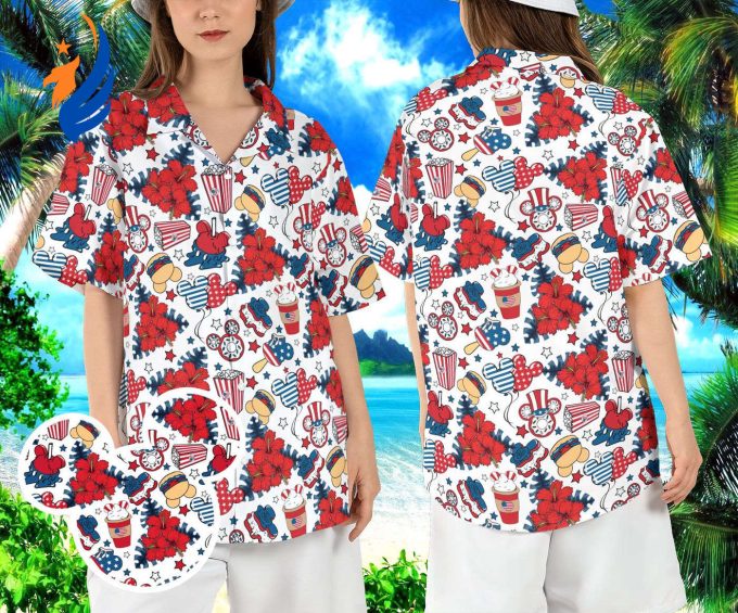 Disneyland Snacks Independence Day Hawaiian Shirt – Tropical Mickey Snacks 4th of July Hawaii Shirt – Patriotic USA Aloha Shirt