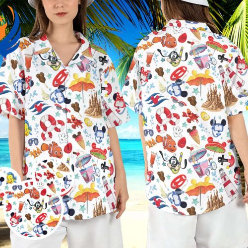 Disneyland Summer Hawaiian Shirt – Mickey Minnie Dive Aloha Beach Shirt – Ocean Short Sleeve Vacation Shirt